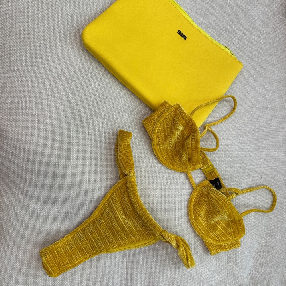 TRIANGL yellow velvet bikini
